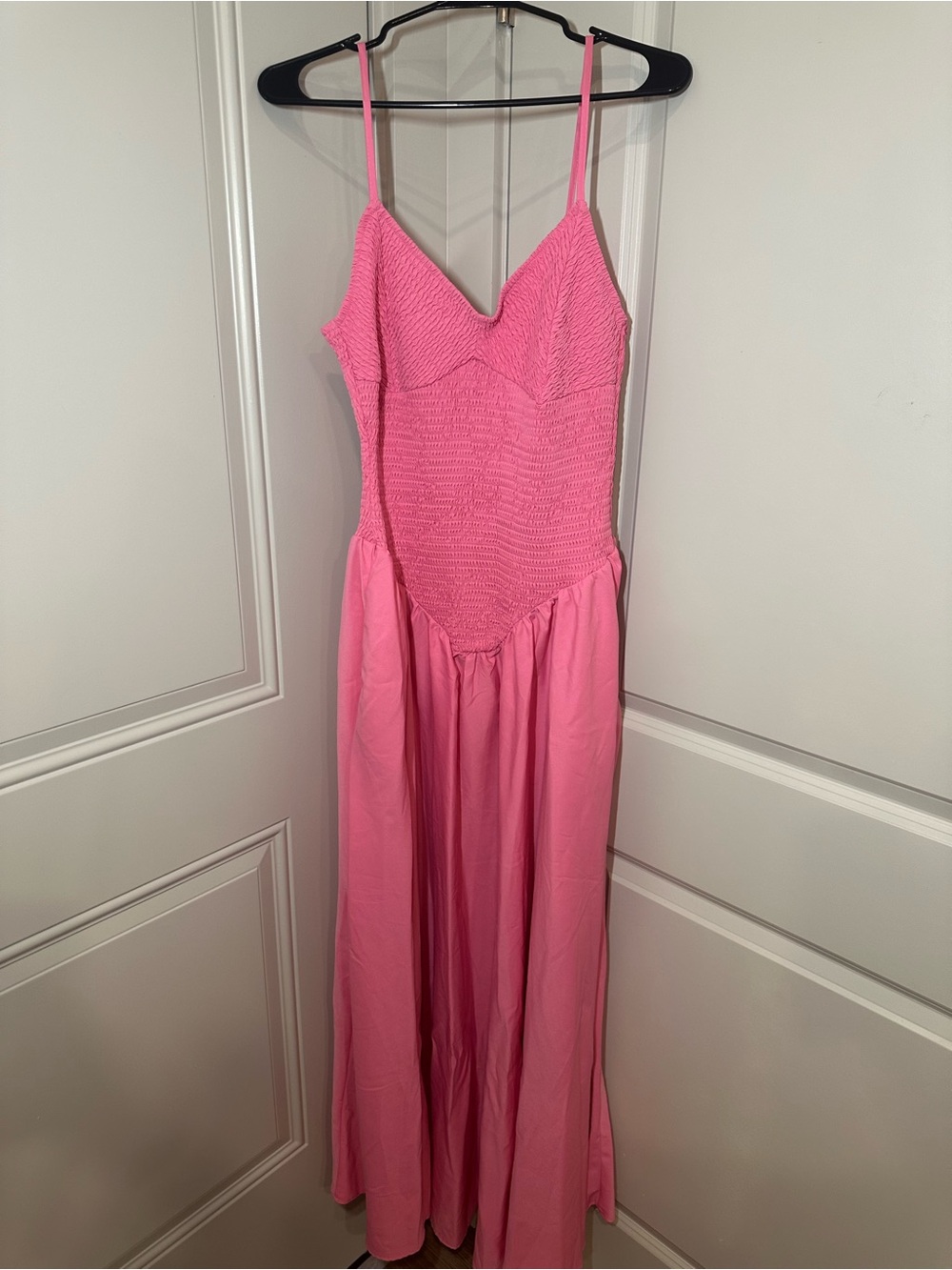 Fashion Nova Pink Smocked Bodice Maxi Dress